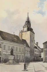 ボーヌ、鐘楼、Gモンジュの像