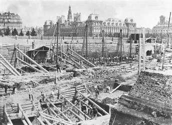 ホテルデューの建物、パリ、1866年頃