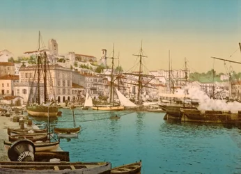 カンヌハーバーの全景、1890〜1900年