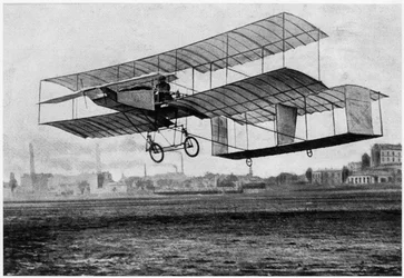 アンリファーマン（1874-1958）彼の飛行機のイシレムリノーでVoisin-Farman 1、1907（フォトリソ）