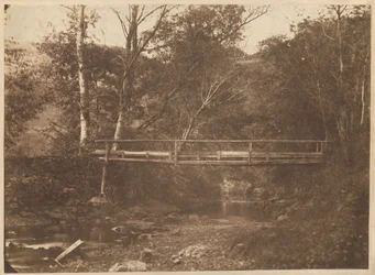 樹木と橋のある風景,c.1850年（写真）
