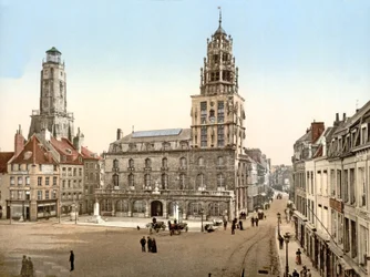 1890年から1900年にツールドゲを背景にしてカレーにダルムを配置する
