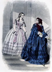 2人のファッショナブルな女性-「Journal des Demoiselles」1852年に掲載。