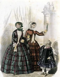 2人の女性と1人の少女 - "Journal des Demoiselles" 1852年に掲載。