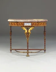 ナポレオン3世のコンソール、ジェイコブのように、パリのメゾンミレット、1865年頃（オルモルに取り付けられたジャスパーウェア、マホガニー、寄木細工）（362842-362843も参照）