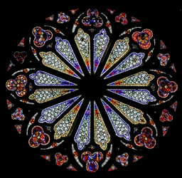 オリジナルのガラス（ステンドグラス）が残っている13世紀後半のバラ窓