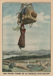 風船のゴンドラから落ちる女性、「ルプチジャーナル」の裏表紙イラスト、サプリメントイラスト、1913年6月1日（カラーリソ）