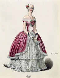 アレクサンドル・デュマ（1824-1895）のドラマ『カメリアの女』のタイトルロールを演じる女優ウジェニー・ドク（1821-1900）（フランス