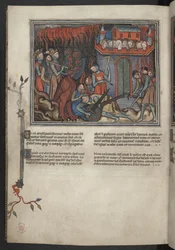 17333、f.42v、ドラゴンと戦う天国の軍隊のミニチュア (黙示録 XIX:19-20)、黙示録 (「ヴァル デュー黙示録」)、c.1320-30 (羊皮紙) から追加