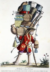 フォースを賞賛する。1721年にフォース公爵に対して薬中が作った漫画。
