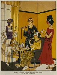 お茶のアフタヌーンドレス、Art Gout Beaute雑誌のファッションプレート、1924
