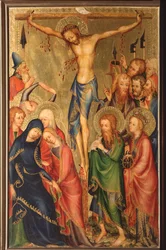 Altarolo del Bargello: crucifixion - (バルジェッロの二部作、磔刑) 14世紀のフランス派の無名の絵画 (フランス派、14世紀) フィレンツェ、バルジェッロ美術館