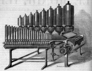 アメリカの蒸気機関車。1860年1月28日付「Le Monde Illustré」146号に掲載された図版。