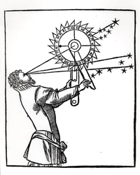 アストロラーベ、ペトリュスアピアヌス（1495-1552）によるコスモグラフィアのイラスト、Vivant Gualtherot、1551 Vivantによってパリで公開