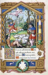 フランソワ1世のために作られた時祷書からの羊飼いへの告知、c.1532-1540