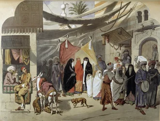 カイロでのアラブ人の結婚-アンリ・デ・アマウント著「近代エジプト」（1870年頃）より