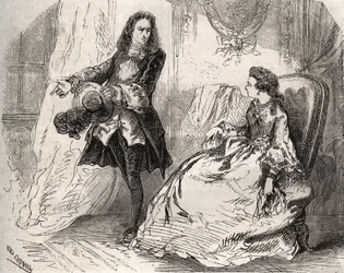 Jean Baptiste Poquelin dit Moliere（1622-1673）の妻Armande Bejart（1641-1700）と恋人のGuiche伯爵。