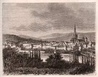 オートン-ソーヌ・エ・ロワール県-V.A.マルト・ブラウンの「La France illustree: geographie, histoire, administration statistique」に掲載された彫刻。1884