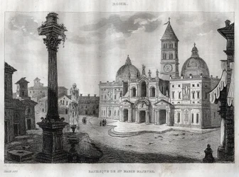 Basilica di Santa Maria Maggiore - Rome - Basilica of Santa Maria Maggiore (サンタ・マリア・マッジョーレ大聖堂) Roma - M. de Norvins, Ch. Nodier 1834-1836による "Picturesque Italy" - History and Descriptive Painting of Italyからのエングレーヴィング。