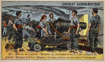 第一帝政期のフランス軍艦に搭載されたカロナード砲台（19世紀初頭）（クロモリト