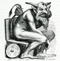 ベルフェゴール、ジャックアルビンサイモンコリンドプランシー作「Dictionnaire Infernal」のイラスト、1863