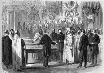 Ben Mahi Ed Din Abd El Kader (Abd El-Kader) (1808 - 1883) 砲兵博物館を訪れたアルジェリアの首長（7月18日