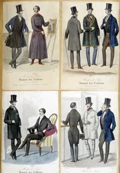 1848年の "Journal des tailors "に掲載された男性ファッションのボード。