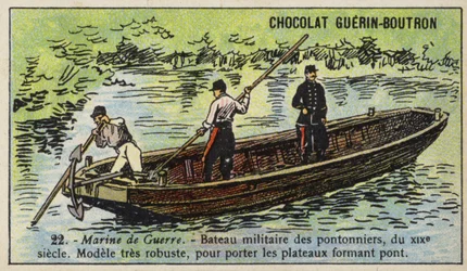 フランス軍の橋梁工事の船