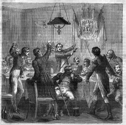 1814年4月6日の第一帝政の崩壊から1830年7月29日の三大革命までの間、維新の下で行われたボナパルティズムの宴席。モーリス・ラシャ著「Histoire des Papes-Rois-Queen and Empereurs a travers les centuries」に掲載されている図版