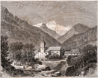 Brides-les-Bains (Brides les Bains) - Savoie - V.A. Malt-Brownによる "France illustree: geography, history, statistical administration "に掲載された彫刻。1884