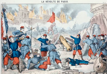 共産党員によるパリ市庁舎の焼失と破壊、1871年5月（エピナル版画）