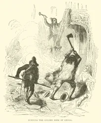 ジェノバのゴールデンブックを燃やす（版画