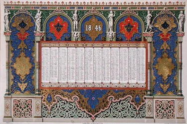 1846年のカレンダー、1845年頃（カラーリトグラフ）