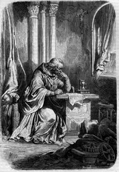 パペス・ジャンヌ（855年から858年までの教皇）の枢機卿の恋人。モーリス・ラシャトレ著「Histoire des papes-king-queens-et-empereurs a travers les centuries」に掲載されている図版