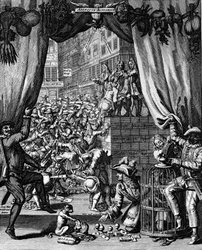 ジョン・ローのシステムに関する漫画、カンカンポワ通り - ジョン・ロー・ド・ローリストン（1671-1729）.エングレーヴィング