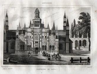 Certosa di Pavia - パヴィアのシャルトリューズ - M. de Norvins, Ch. Nodier 1834-1836による「Picturesque Italy」からのエングレーヴィング。