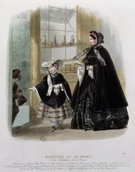 パティスリーのチャリティー、モニテュールデラモードのイラスト、1852年（カラー彫刻）