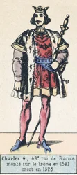 シャルル4世、第49代フランス王、1321年即位、1328年死去（カラー図版