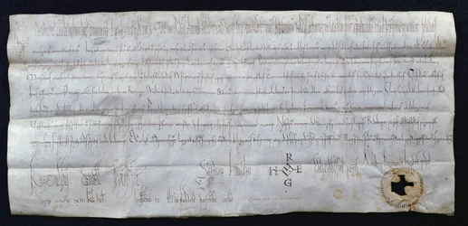 Hugues I Capet（941-996）、フランス国王、988年に署名された憲章（紙にペンとインク）
