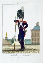 国民衛兵隊の猟兵、『フランス軍』より、バセ刊、パリ、1790年頃