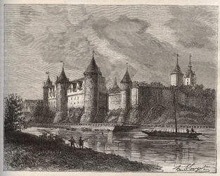 Chateau de Josselin - Morbihan en Bretagne - V.A. Malt-Brownによる "La France illustree: Geography, History, statistical administration "に掲載された彫刻。1884