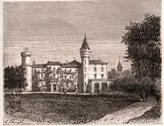Chateau de Lamartine - 71520 Saint Point - V.A. Malt-Brown著「La France illustree: Geography, history, statistical administration」に掲載された彫刻。1884