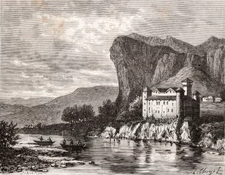 Chateau de la Caze en Lozere - V.A. Malt-Brown著「La France illustree: Geography, history, statistical administration」に掲載された彫刻。1884