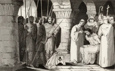 Childeric III（714-51）は、1840年頃に出版された、Colartの「Histoire de France」から、放棄され修道院に監禁されました。
