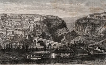 コンスタンティヌス（アルジェリア） - V.A.マルト・ブラウンの「La France illustree: Geography, history, statistical administration」に掲載された彫刻。1884