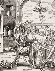銅細工師、ポールラクロワ（1806-84）の「ルモヤンエイジエラルネサンス」からのヨーストアンマン（1539-91）の木版画の複製、1847年（リソ）に出版