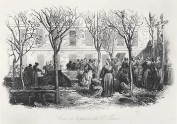 パリ聖ラザール刑務所の中庭、c。 1840