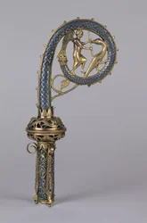 聖ミカエルがドラゴンを倒す（金とエナメル）を描いたクロジエ