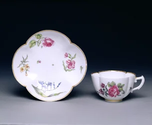 カップとソーサー、ヴァンセンヌ、1745-52年（磁器）