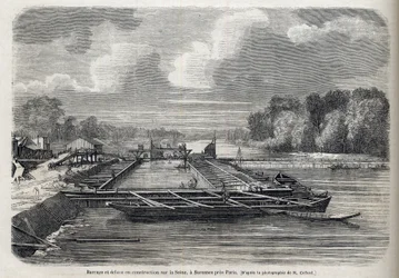 1866年、SURESNESのセーヌ川で発生したダム - エングレーヴィング - Le Monde Illustré 1866